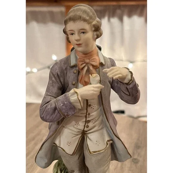 VINTAGE Set of Porcelain Figurines Victorian Man & Woman 9”